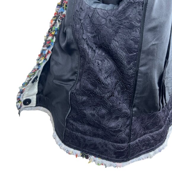 Magaschoni Women's Black Wooven Multicolor Threads  Button Up Sweater Sz 6 - Picture 7 of 10